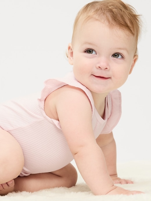 Unisex Short-Sleeve Rib-Knit Bodysuit for Baby