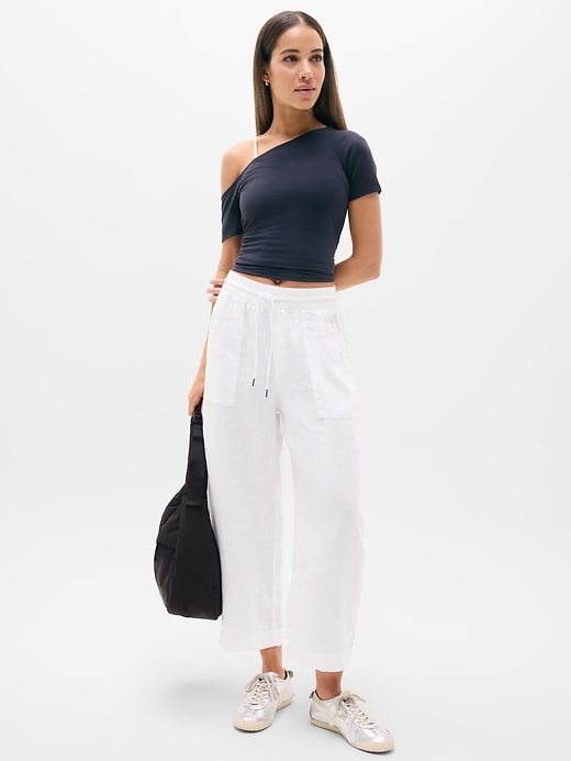 Retreat Linen Easy Barrel Crop Pant