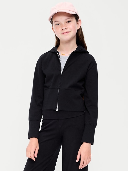 Fitted Cropped 2-Way-Zip Hoodie for Girls