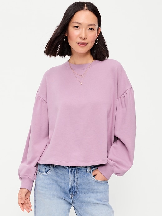 SoComfy Oversized Puff-Sleeve Cropped Sweatshirt