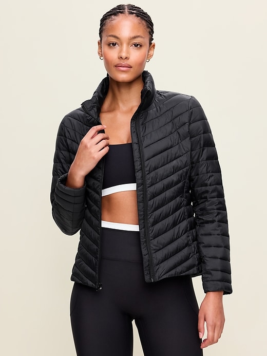 Long-Sleeve Chevron Puffer Jacket