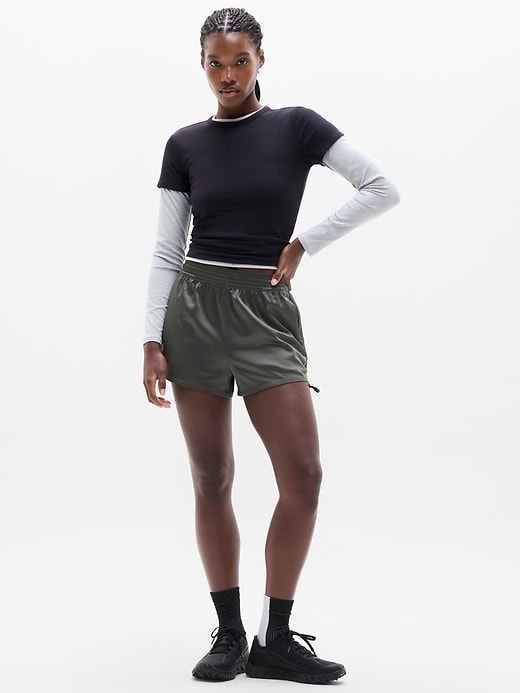 Featherweight Satin Ruched Run Short
