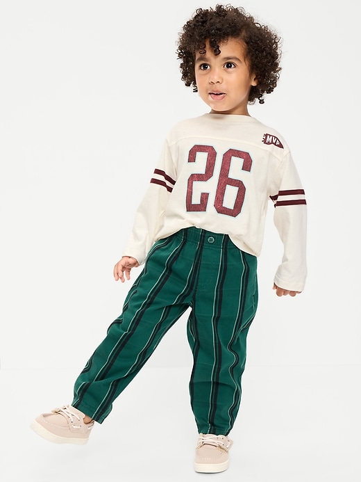 Barrel-Leg Twill Track Pants for Toddler Boys