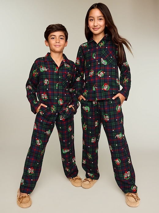 Gender-Neutral Printed Flannel Pajama Pants Set for Kids