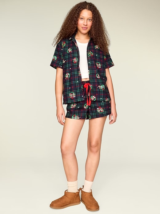 Flannel Pajama Short Set for Women