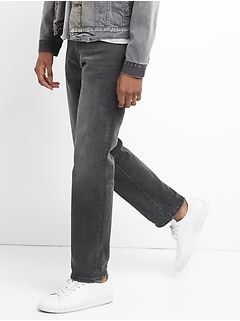 grey slim straight jeans