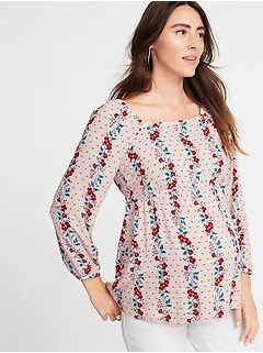 Maternity Relaxed Floral Crepe Blouse Maternity Relaxed Floral Crepe Blouse
