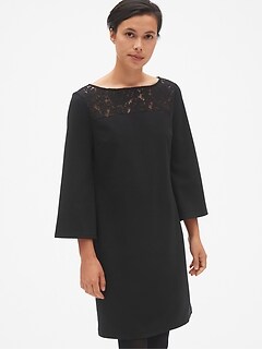 Dresses For Women Gap Lace Yoke Shift Dress In Ponte