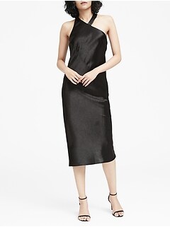 Women S Dresses Banana Republic Textured Satin Racerback Dress