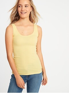 First-Layer Fitted Rib-Knit Tank for Women 