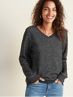 Relaxed V-Neck Sweatshirt for Women