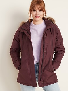 gap hooded faux fur jacket