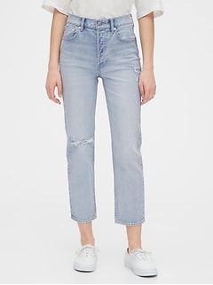 gap high rise slim straight jeans