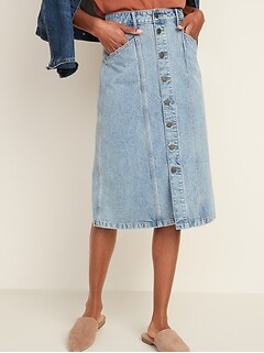 midi jean skirts