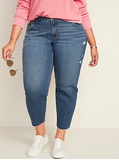 plus size red distressed jeans