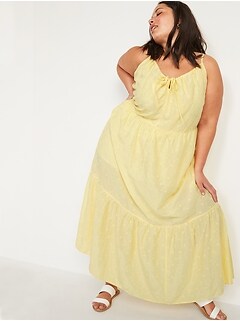 Tiered Embroidered Maxi Swing Plus-Size Sundress