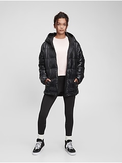갭 걸즈 푸퍼 자켓 GAP Teen 100% Recycled Nylon Oversized Puffer Jacket,true black