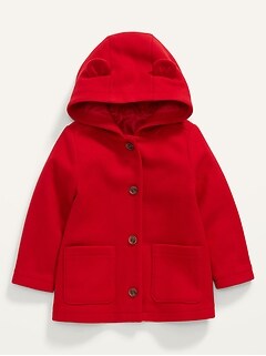 Oldnavy Soft-Brushed Hooded Button-Front Coat for Toddler Girls