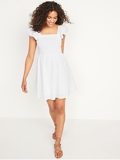 fit and flare white dress